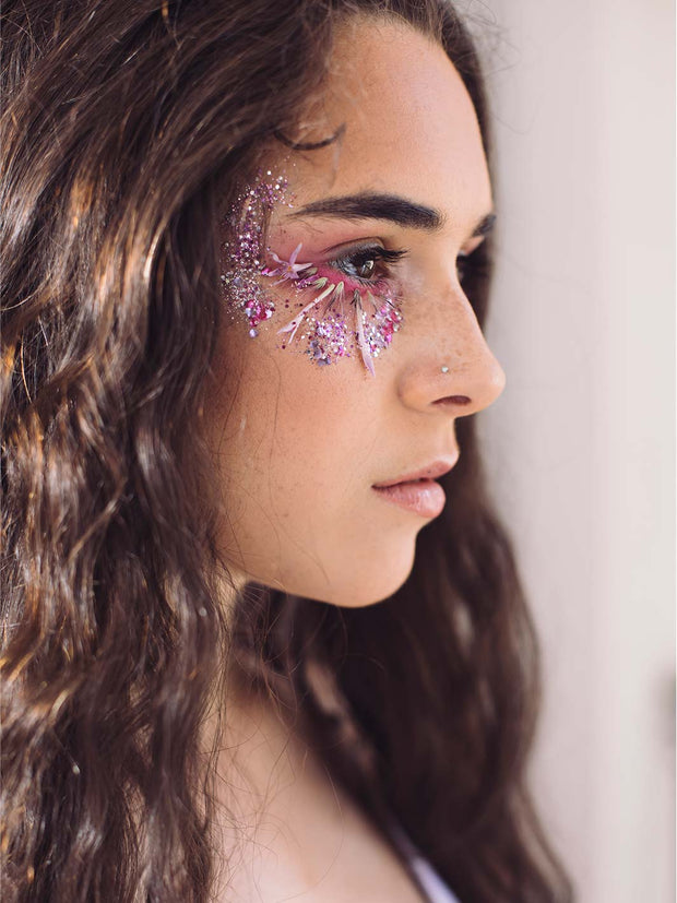 Pink & Purple Festival Glitter Face Makeup
